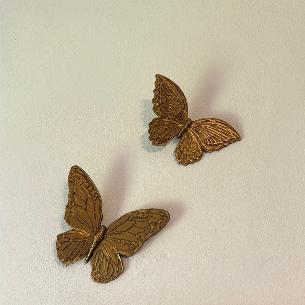 Vintage Mid Century Gold Butterfly Wall Decor Set